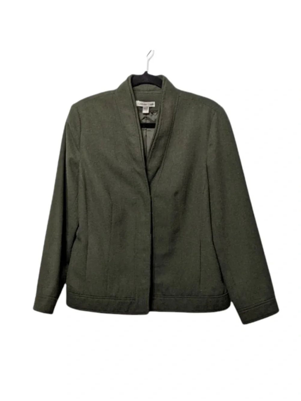 COLDWATER CREEK Wool Minimalist Army Green Jacket